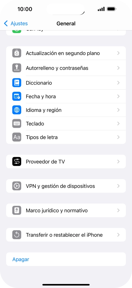 Pulsa Transferir o restablecer el iPhone.