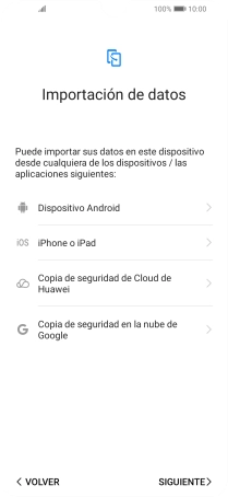 Puedes transferir el contenido de otro teléfono cuando activas tu teléfono por primera vez y cuando lo has restablecido. Cuando aparezca en la pantalla del teléfono esta imagen, ya está listo para la transmisión del contenido del otro teléfono.