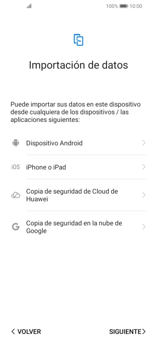 Puedes transferir el contenido de otro teléfono cuando activas tu teléfono por primera vez y cuando lo has restablecido. Cuando aparezca en la pantalla del teléfono esta imagen, ya está listo para la transmisión del contenido del otro teléfono.