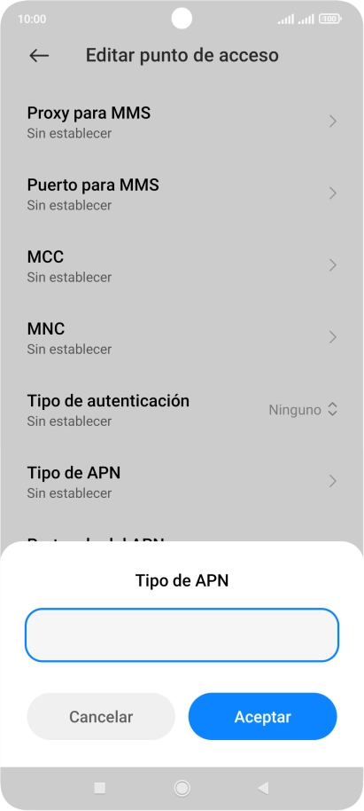 Introduce default y pulsa Aceptar.