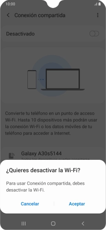 Si la función de wifi está activada, pulsa Aceptar.