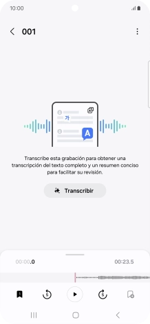 Pulsa Transcribir y espera a que aparezca la transcripción.