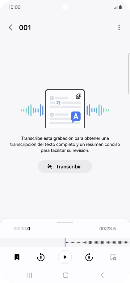Pulsa Transcribir y espera a que aparezca la transcripción.
