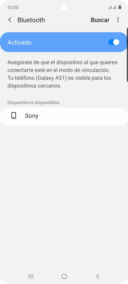 Pulsa el dispositivo Bluetooth deseado y sigue las indicaciones de la pantalla para vincular el dispositivo al teléfono.