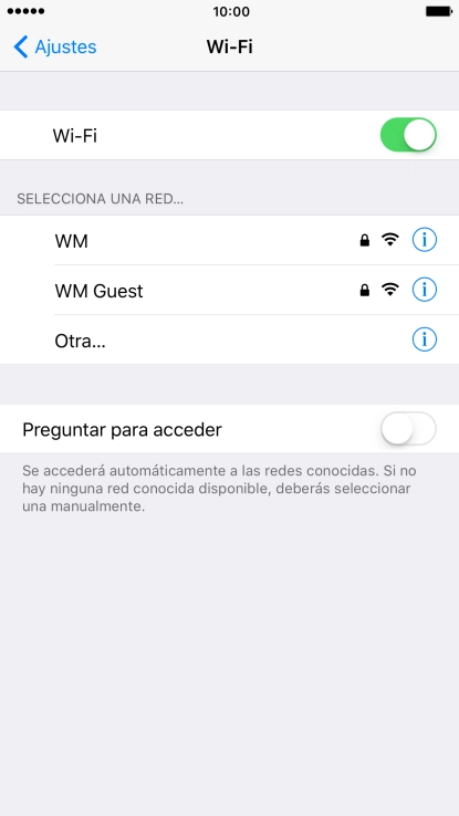 Pulsa la red wifi deseada e introduce la contraseña de esta red.