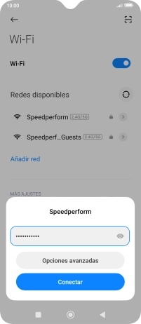 Introduce la contraseña de la red wifi y pulsa Conectar.