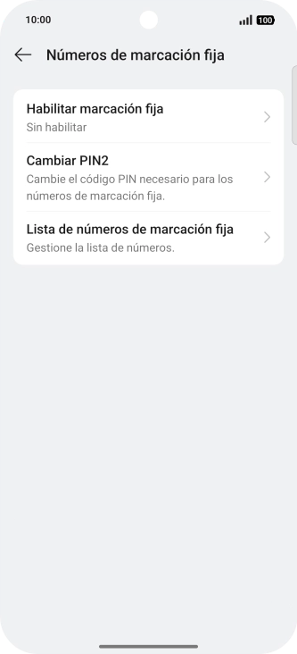 Pulsa Habilitar marcación fija.