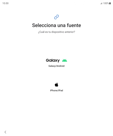 Pulsa el ajuste deseado y sigue las instrucciones de la pantalla para transferir el contenido del otro teléfono.