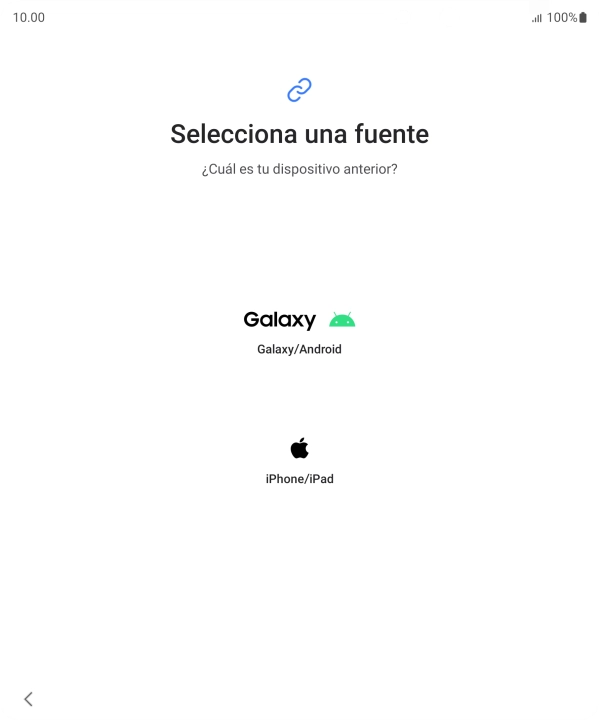 Pulsa el ajuste deseado y sigue las instrucciones de la pantalla para transferir el contenido del otro teléfono.