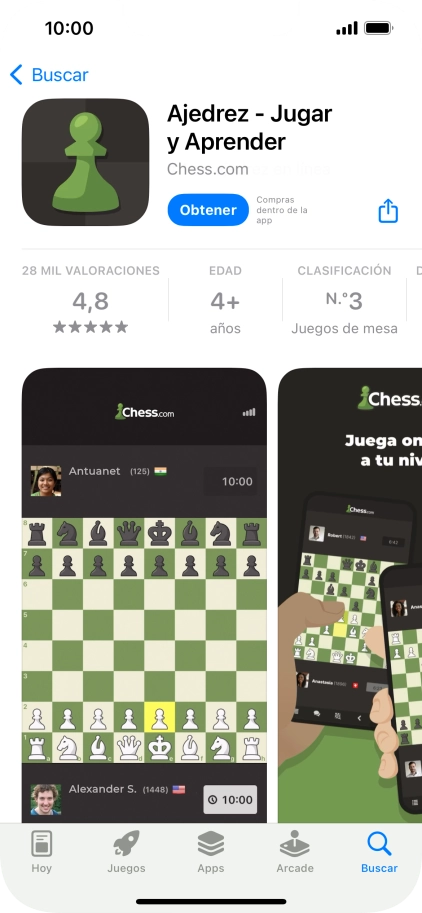 Pulsa Obtener y sigue las indicaciones de la pantalla para instalar la app.
