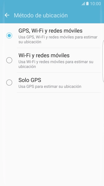 Si seleccionas GPS, Wi-Fi y redes móviles, el teléfono podrá encontrar tu posición exacta con ayuda de los satélites GPS, la red móvil y una red wifi cercana. El GPS por satélite requiere vista libre al cielo.