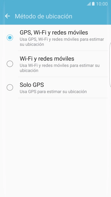 Si seleccionas GPS, Wi-Fi y redes móviles, el teléfono podrá encontrar tu posición exacta con ayuda de los satélites GPS, la red móvil y una red wifi cercana. El GPS por satélite requiere vista libre al cielo.