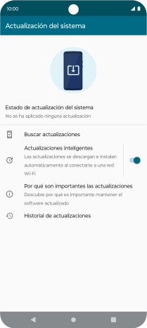 Pulsa Buscar actualizaciones. Si hay una versión de software nueva disponible, aparecerá ahora en la pantalla. Sigue las indicaciones de la pantalla para actualizar el software del teléfono.