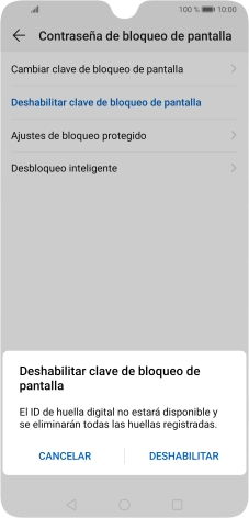 Introduce el código de seguridad actual y pulsa DESHABILITAR.