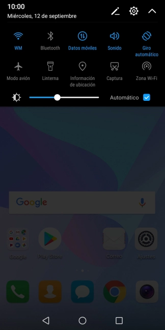 Pulsa Modo avión para activar o desactivar la función.