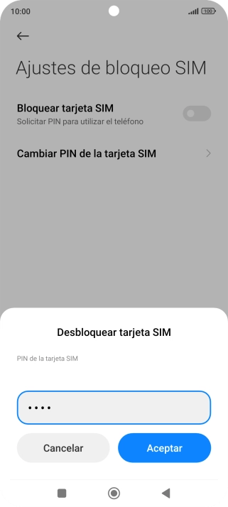 Introduce tu código PIN y pulsa Aceptar.