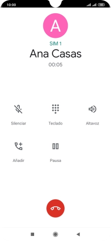 Pulsa el icono de finalizar llamada.