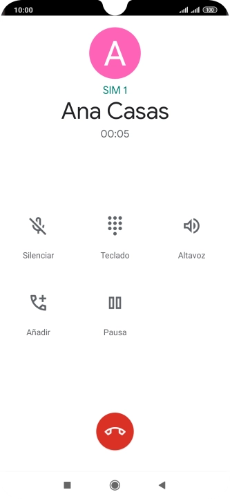 Pulsa el icono de finalizar llamada.