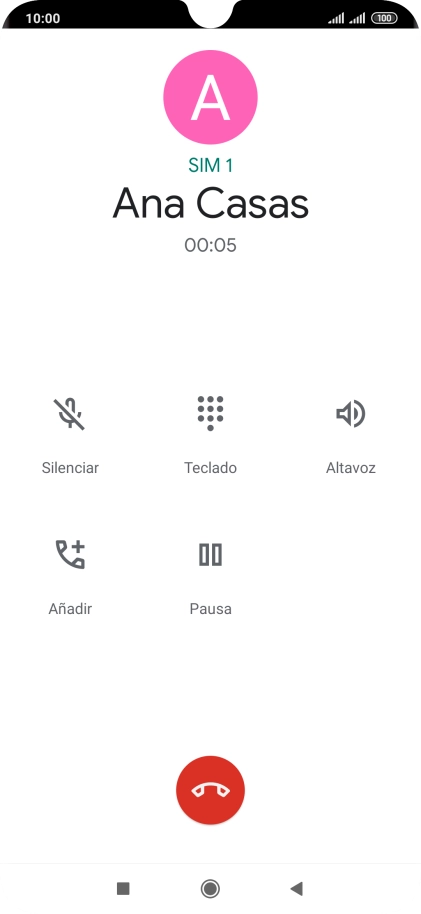 Pulsa el icono de finalizar llamada.