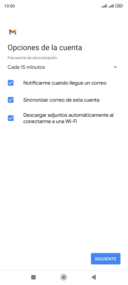 Si aparece en la pantalla esta imagen, tu cuenta de correo electrónico ha sido reconocida y configurada automáticamente. Sigue las indicaciones de la pantalla para introducir más información y terminar la configuración.