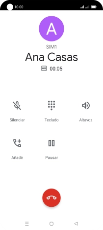 Pulsa el icono de finalizar llamada.