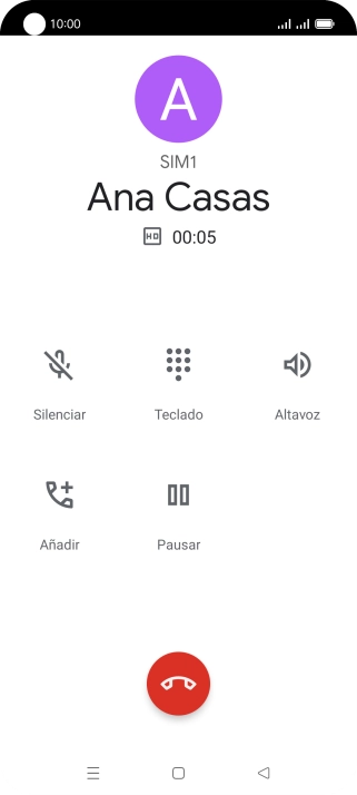 Pulsa el icono de finalizar llamada.