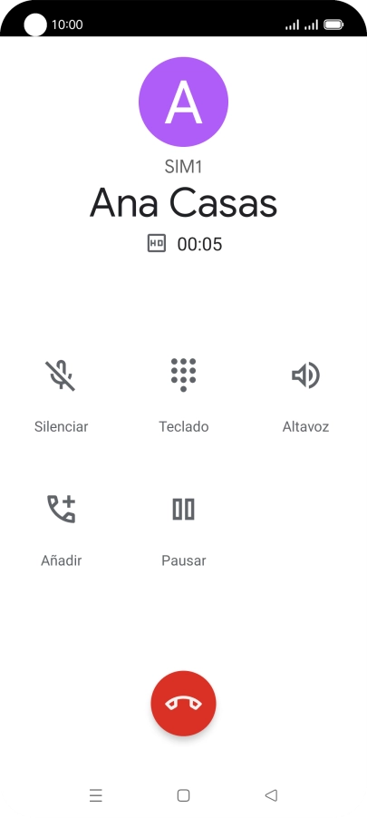 Pulsa el icono de finalizar llamada.
