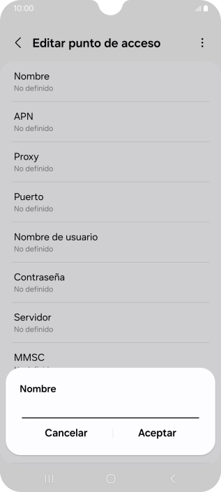 Introduce Vodafone Internet y pulsa Aceptar.