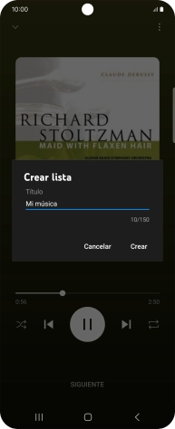Introduce el nombre deseado de la lista de reproducción y pulsa Crear.