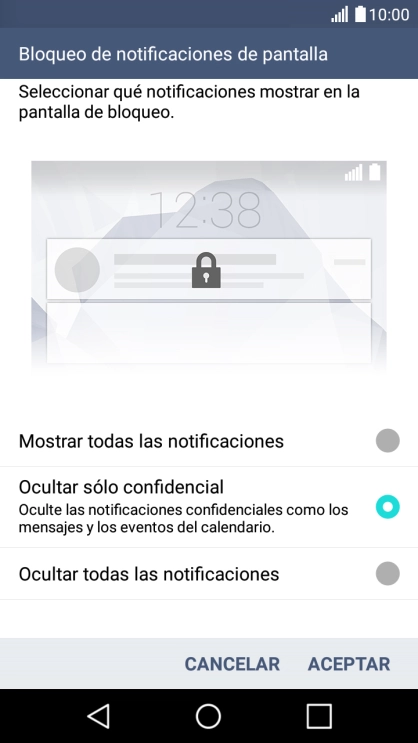 Pulsa el ajuste deseado.