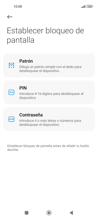Pulsa el código de seguridad deseado.