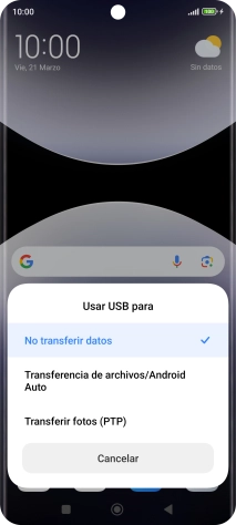 Pulsa Transferencia de archivos/Android Auto.