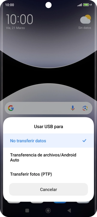 Pulsa Transferencia de archivos/Android Auto.
