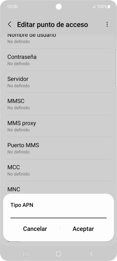 Introduce default y pulsa Aceptar.