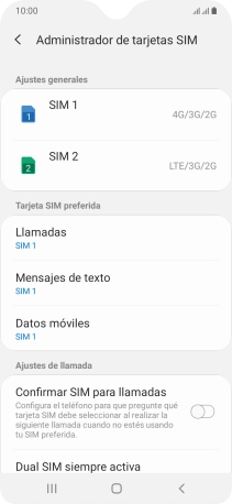 Pulsa la tarjeta SIM deseada.