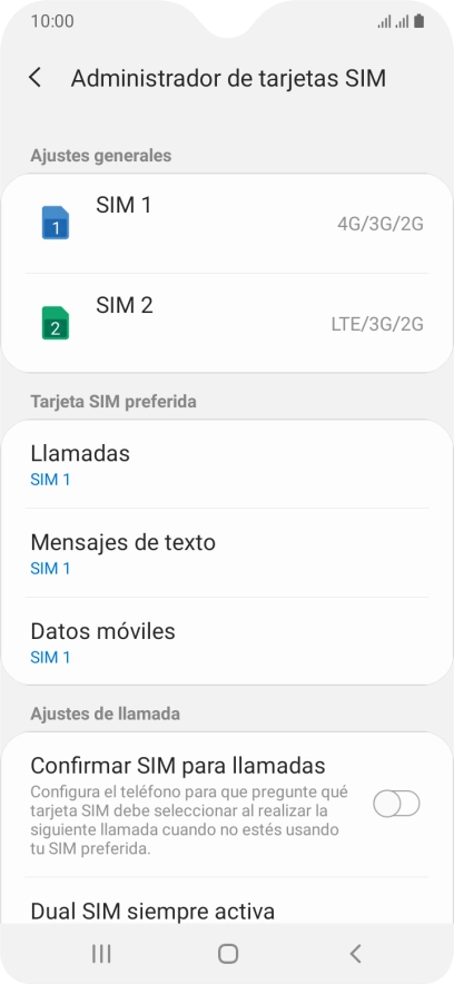 Pulsa la tarjeta SIM deseada.