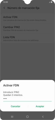 Introduce el código PIN2 y pulsa Aceptar.