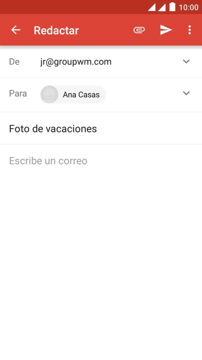 Pulsa en el campo de escritura  y escribe el texto del correo electrónico.