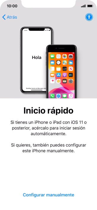 Sigue las indicaciones de la pantalla para transferir contenido de otro dispositivo iOS11 o con una versión más reciente o pulsa Configurar manualmente.