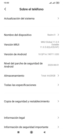 Pulsa Actualización del sistema. Si hay una versión de software nueva disponible, aparecerá ahora en la pantalla. Sigue las indicaciones de la pantalla para actualizar el software del teléfono.