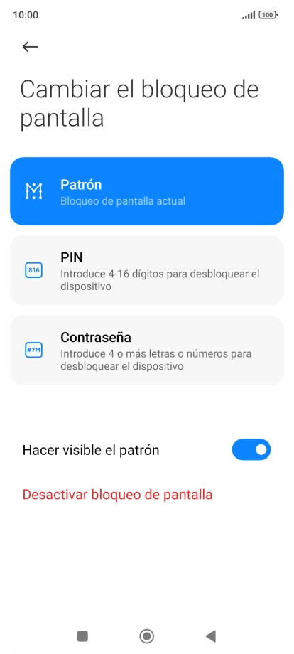 Pulsa Desactivar bloqueo de pantalla e introduce el código de seguridad extra que has creado anteriormente.