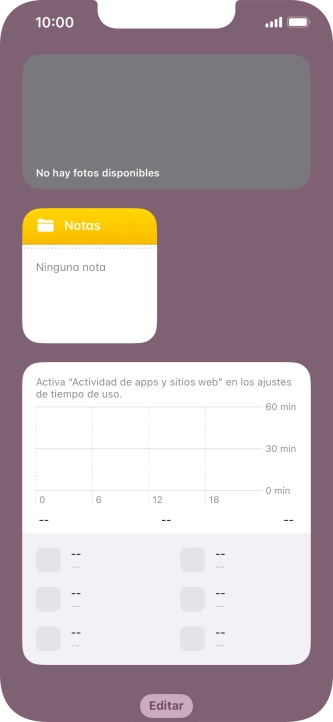 Pulsa el grupo de widgets deseado durante unos instantes.