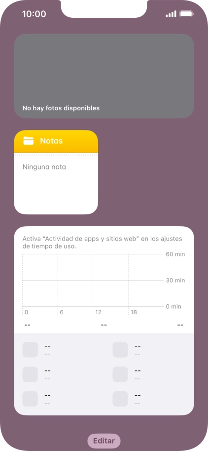Pulsa el grupo de widgets deseado durante unos instantes.
