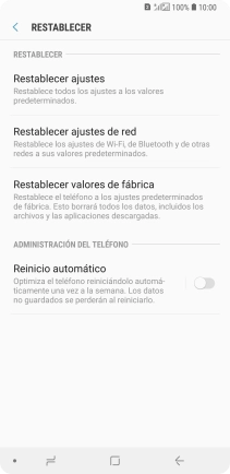 Pulsa Restablecer valores de fábrica.