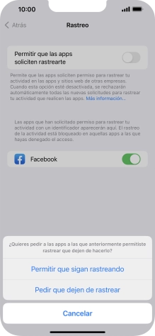 Si desactivas la función, pulsa el ajuste deseado.