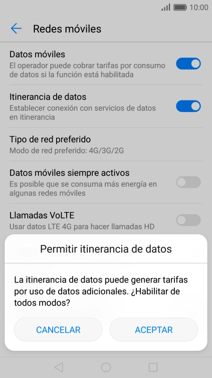 Si activas la función, pulsa ACEPTAR.