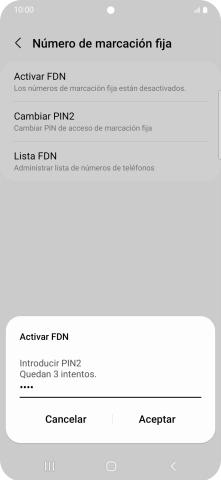 Introduce el código PIN2 y pulsa Aceptar.