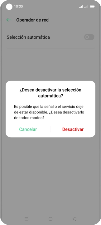 Pulsa Desactivar para desactivar la función y espera mientras el teléfono está buscando redes.