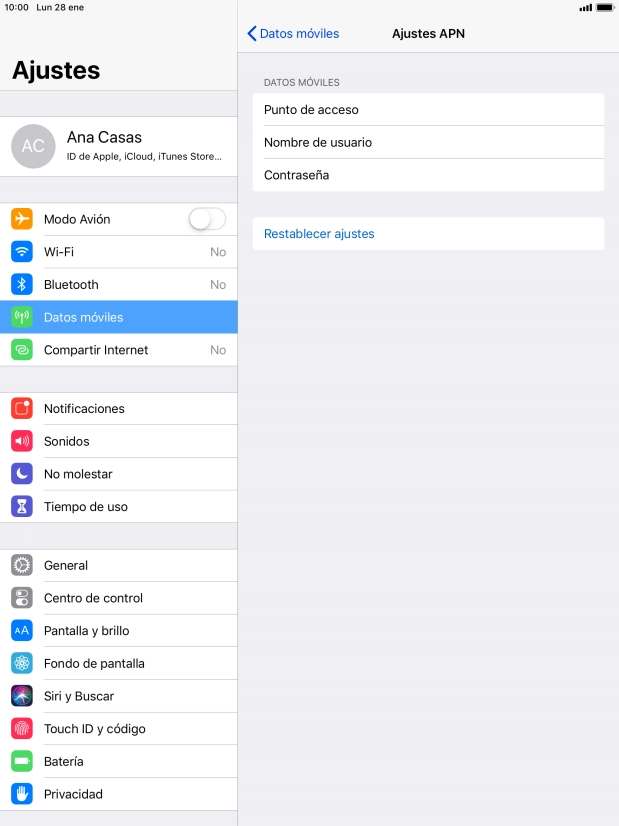 Pulsa  Punto de acceso e introduce airtelwap.es.