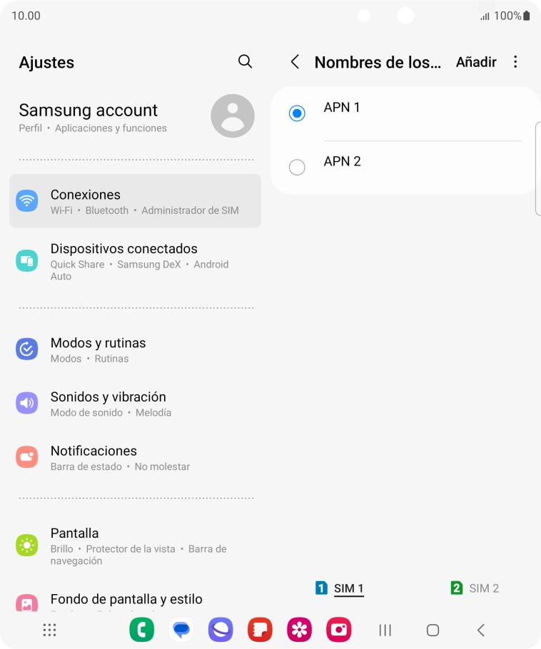 Pulsa en el campo junto a la conexión de datos para activarla.
